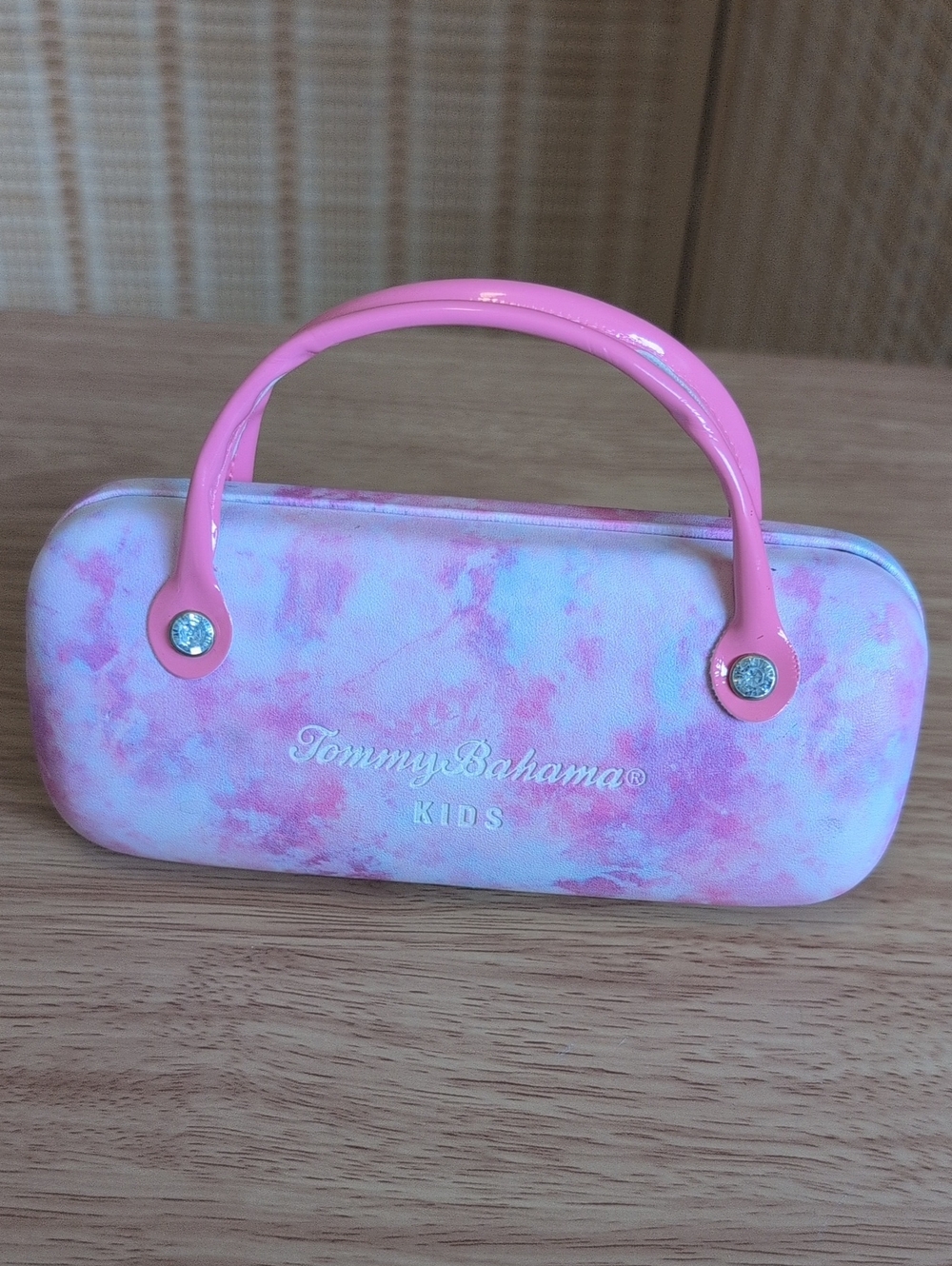 Tommy Bahama Kids Pink Tie-Dye Eyewear Pouch with Glossy Handle